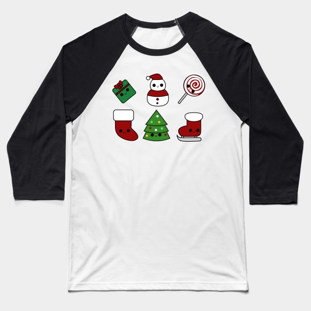 Christmas Kawaii Baseball T-Shirt by happinessinatee